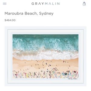 Gray Malin framed print “Maroubra beach, Sydney”